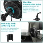 1Pc Car Cooling Fan Portable Rotatable USB Vehicle Fan Backseat Clip Fan Dashboard Window Suction Fan For SUV RV Pickup With 3 Speeds - Image 3