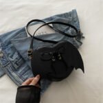 Heart Shape Bag Strap Design Bat Wings One Shoulder Crossbody Bag - Image 6