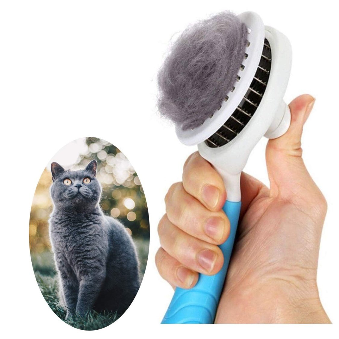 ac796ca4-daf0-4711-b2fb-7ee277cebab2.jpg Self Cleaning Slicker Brush - Cat Brush Skin-Friendly Deshedding Grooming Massaging Tool For Long & Short Haired Pets - Image 1