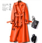 Double-breasted Mid-length Tie Trench Coat - Image 9