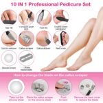 17Pcs Electric Foot Callus Remover With Vacuum Foot Grinder Rechargeable Foot File Dead Skin Pedicure Machine With 3 Grinding Heads 2 Speeds Foot Care Tool - Image 8