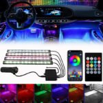 Car LED Strip Lights Kit, Auto Interior Ambient RGB LED Strip Atmosphere Car Decorative Lamp With Bluetooth Music Sync App Remote Control