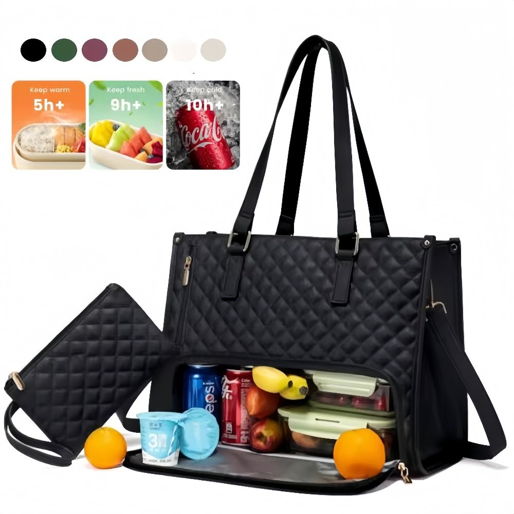 b673f29b-8a39-4773-975b-b11e1aa4f3bd.jpg Convenient Commute New Lunch Bag Women's Insulated Lunch Box Women's Leak-proof Large Purse Diagonal Computer Storage - Image 1