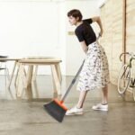 Upgrade Broom And Dustpan Set, Self-Cleaning With Dustpan Teeth, Indoor&Outdoor Sweeping, Ideal For Dog Cat Pets Home Use, Stand Up Broom And Dustpan Gray&Orange - Image 3