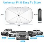 1Pc 57x33In Foldable Car Sun Umbrella Universal Sun Blocker Shield Shade Silver Titanium Sun Protector With Carry Bag For Car Truck SUV - Image 5