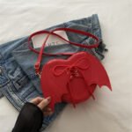 Heart Shape Bag Strap Design Bat Wings One Shoulder Crossbody Bag - Image 5