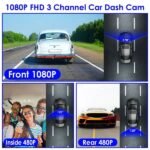 1080P FUD 3 Channel WiFi Dash Cam 170° Wide Angle Triple Car Camera With IR Night G-Sensor Motion Detection Loop Recording App Control Support 128G Max - Image 5