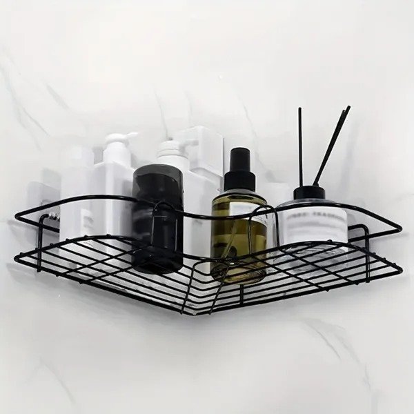 c85f9b23-6f95-42ff-a9d5-1395c990dbdd.jpg 1pc Wall Mounted Bathroom Shelf, Shower Caddy Rack, No Punching Triangle Storage Rack For Bathroom Kitchen, Bathroom Accessories - Image 1