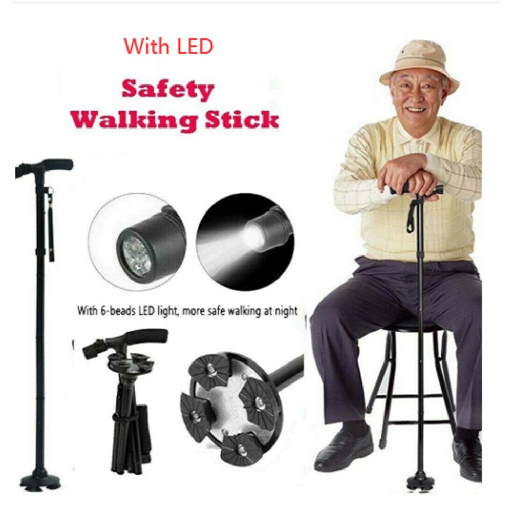 c8786486-018f-4773-b78c-b314bb7e6516.jpg Folding LCD Walking Stick Cane With Flashlight For Senior Aluminium Travel Hiking Cane Trekking Pole Crutch Handle Strap 5 Gears - Image 1