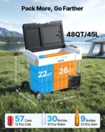 Car Refrigerator, DC 12/24V AC100-240V Compressor Electric Cooler,  -4°F To 68°F Truck Refrigerator With APP Control, Wheels & Dual Zone, 48 QT Cars Cooler For RVs, Boats, Camping, Fishing - Image 4