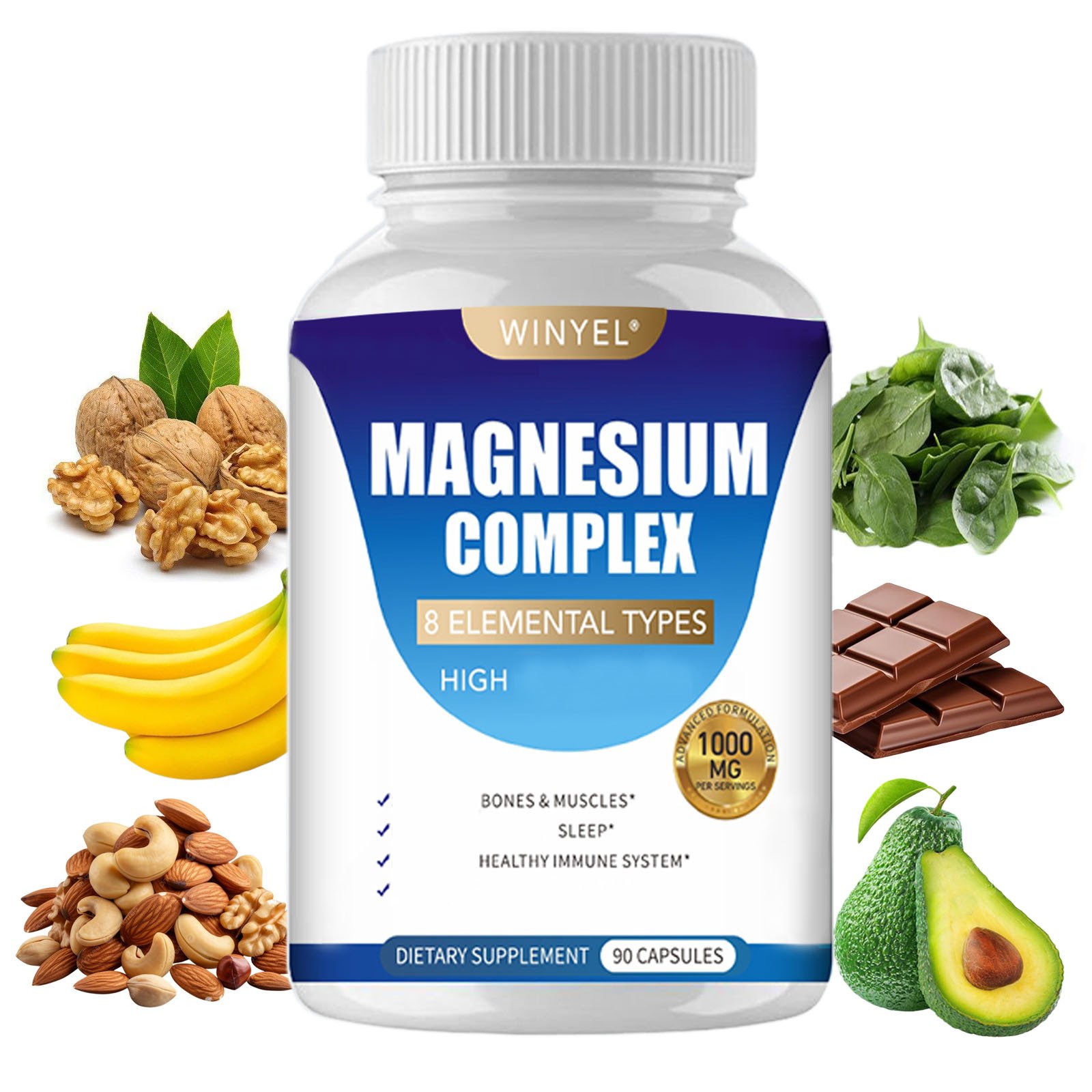 cb90e550-d1f5-43f6-944d-1d5dbbb39fdf.jpg MAGNESIUM COMPLEX Wellness Capsules With Malate & Glycinate And 8 ELEMENTAL MAGNESIUM - Image 1