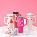 40 Oz Tumbler with Handle Straw Lid Insulated Stainless Steel Vacuum Reusable Coffee Cup Holder Friendly Keep Drinks Cold Gifts for Lover Women Men Car Gym Travel