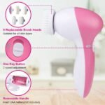 Waterproof Facial Cleansing Brush Face Spin Cleaning Brush Scrubber With 5 Brush Heads For Women - Image 2