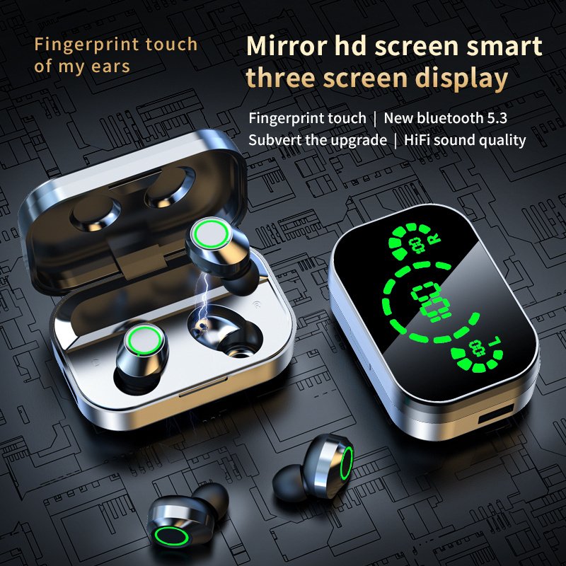 e18cca14-8953-4cf9-9966-c55e7c99f5ee.jpg YD03 Wireless Bluetooth-compatible Headset TWS Large Screen Smart Digital Display In Ear Breathing Light - Image 1
