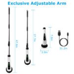 1Pc Electric Spin Scrubber Cordless Rechargeable Telescopic Cleaning Brush 8 Replaceable Heads 2 Speed Adjustable Extension Arm Bathroom Tub Tile Floor - Image 7