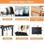 2-Tier Dish Drying Rack For Kitchen Counter Space Saving Rustproof Dish Rack With Drainboard Detachable Kitchen Drainer Organizer Set - Image 5