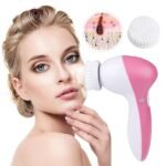 Waterproof Facial Cleansing Brush Face Spin Cleaning Brush Scrubber With 5 Brush Heads For Women - Image 4