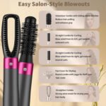 5 In 1 Hair Dryer Brush Kit, Blow Dryer Brush For Drying, Straightening, Volumizing, Curling And Styling Hair - 1000W - Gold - Image 5