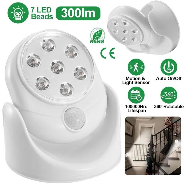 ee0f104f-4b45-4028-a0f0-6cbd4182985e.jpg Wireless LED Spotlight 90 Degree Motion Sensor Night Lamp - Image 1