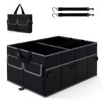 13 Gallon Car Trunk Organizer - 3 Compartments+6 Pockets, 600D Oxford Fabric, Non-Slip Base, Black - Image 4