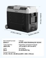 Car Refrigerator, DC 12/24V AC100-240V Compressor Electric Cooler,  -4°F To 68°F Truck Refrigerator With APP Control, Wheels & Dual Zone, 48 QT Cars Cooler For RVs, Boats, Camping, Fishing