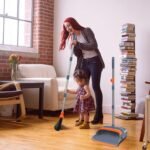 Upgrade Broom And Dustpan Set, Self-Cleaning With Dustpan Teeth, Indoor&Outdoor Sweeping, Ideal For Dog Cat Pets Home Use, Stand Up Broom And Dustpan Gray&Orange - Image 5