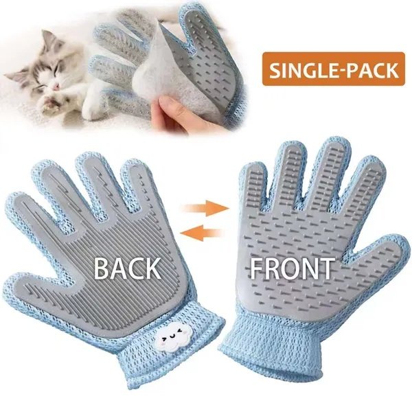 f802226a-686c-4661-8585-099fd3879172.jpg 2-in-1 Pet Grooming Glove - Double-Sided Deshedding & Massage Brush For Cats Or Dogs, Removes Loose Hair From Fur & Furniture - Image 1