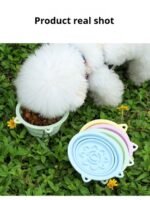3-in-1 Pet Travel Collapsible Bowl Foldable Slow-Feeder With Strong Suction Cups  Portable Silicone Dog Bowl With Hook For Hanging On Collar-Backpack - Image 3