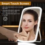1Pc 5.98x8.62in Lighted Makeup Mirror Vanity Desk Mirror Small LED Mirror With 3 Light Colors Touch Screen Brightness Adjustable USB Rechargeable - Image 4