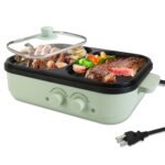 1Pc Electric Hot Pot With Grill 2-in-1 Hot Pot And Frying Pan Portable Non-Stick Pot And Griddle Electric Cooker Pot With Glass Lid Fast Heating For 1-2 People BBQ Steaks Noodles - Image 6