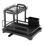 1Pc  2-Tier Dish Drying Rack For Kitchen Counter Space Saving Rustproof Dish Rack With Drainboard Detachable Kitchen Drainer Organizer Set With Utensil Holder Bowl Rack Dish Rack Chopping Board Rack - Image 2