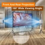 100inch/120inch Options Projector Screen With Stand 16:9 4K HD Rear Front Wrinkle-Free Portable And Foldable Movie Screen With Carry Bag For Indoor Outdoor Home Theater Backyard Cinema - Image 4