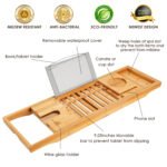 1Pc Bathtub Caddy Tray Crafted Bamboo Bath Tray Table Extendable Reading Rack Tablet Phone Holder Wine Glass Holder Shelf Desk Bathroom Spa - Image 9