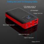 1Pc 1W MAh Portable Power Bank External Battery Pack Charger Dual USB Charge Interface With LCD Display Flashlight Type C Micro USB Lightning Input - Image 6