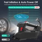 Portable Tire Inflator 120 PSI Maximum 90W Powered Tire With Digital Display LED Light - Image 3