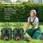 10 Gallon -6 Pack Potato Grow Bags, Heavy Duty PE Fabric Pots With Flap And Handles, Green Planter Bags For Potato Vegetables Outdoor Garden, For All Plants Growing - Image 7