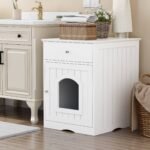 Wooden Pet House Cat Litter Box Enclosure With Drawer Side Table Cat Home Nightstand - Image 7
