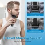 Electric Foil Face Shaver 5-Blade Electric Razor For Men Wet & Dry Jawline Beard Trimmer Precision Sideburn Shavers IPX6 Waterproof With LED Display Cleaning Brushes - Image 3