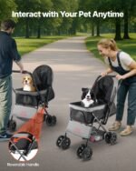 Pet Stroller Foldable 4 Wheels Travel Dog Stroller Reversible Handle Up To 44lbs - Image 5
