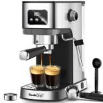Geek Chef Espresso Machine, Cappuccino & Latte Machine With ESE POD Filter & Milk Frother Steam Wand, Accurate Temperature & Time Control, Compact Coffee Machine For Home,Stainless Steel - Image 5