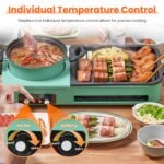 1Pc 3 In 1 Electric Hot Pot With Grill 1600W Smokeless Non-Stick Korean BBQ Grill Shabu Shabu Hot Pot Combo With Independent Temperature Control For 3-5 People Fedex Shipping - Image 5