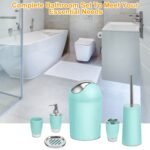 Bathroom Accessories Set For New Home Gifting 6 Pcs Bathroom Set Ensemble Complete Soap Dispenser Toothbrush Holder Tumbler Soap Dish Toilet Cleaning Brush Trash Can For Valentines Gift Guest Room - Image 5