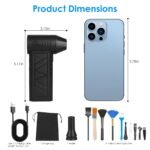 1Pc Compressed Air Duster With LED Light Up To 150000RPM Speed For PC Keyboard Cleaning High Speed Rechargeable Cordless Air Blower With 4 Speeds For Home Car Outdoor - Image 2