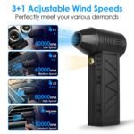 1Pc Compressed Air Duster With LED Light Up To 150000RPM Speed For PC Keyboard Cleaning High Speed Rechargeable Cordless Air Blower With 4 Speeds For Home Car Outdoor - Image 3
