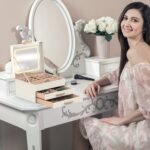 1 Set Jewelry Box With LED Mirror 3 Layer Jewelry Organizer With 2 Drawers PU Jewelry Holder With 3 Mirror Light Colors Dimmable For Earrings Rings Bracelets Necklaces - Image 5