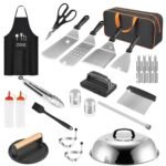31Pcs Griddle Accessories Kit Flat Top Grill Accessories For Camp Chef With Spatulas Griddle Press Basting Cover Spice Shakers Vegetable Forks Steel Sticks Egg Rings Storage Bag