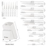15 Pieces Of White Carbon Steel Blade Kitchen Knife Set, Equipped With A Genuine Wooden Frame, Internal Sharpener, And Kitchen Scissors - Image 2