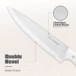 15 Pieces Of White Carbon Steel Blade Kitchen Knife Set, Equipped With A Genuine Wooden Frame, Internal Sharpener, And Kitchen Scissors - Image 4