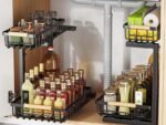 Metal Adjustable Height Two-Tier Drawer Kitchen Bathroom Under Sink Storage Rack - Image 8