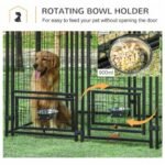 Outdoor Kennel With Rotating Bowl Rack, Walk-in Pet Playpen, Welded Wire Steel Dog Pen, With Waterproof And UV Resistant Awning - Image 4